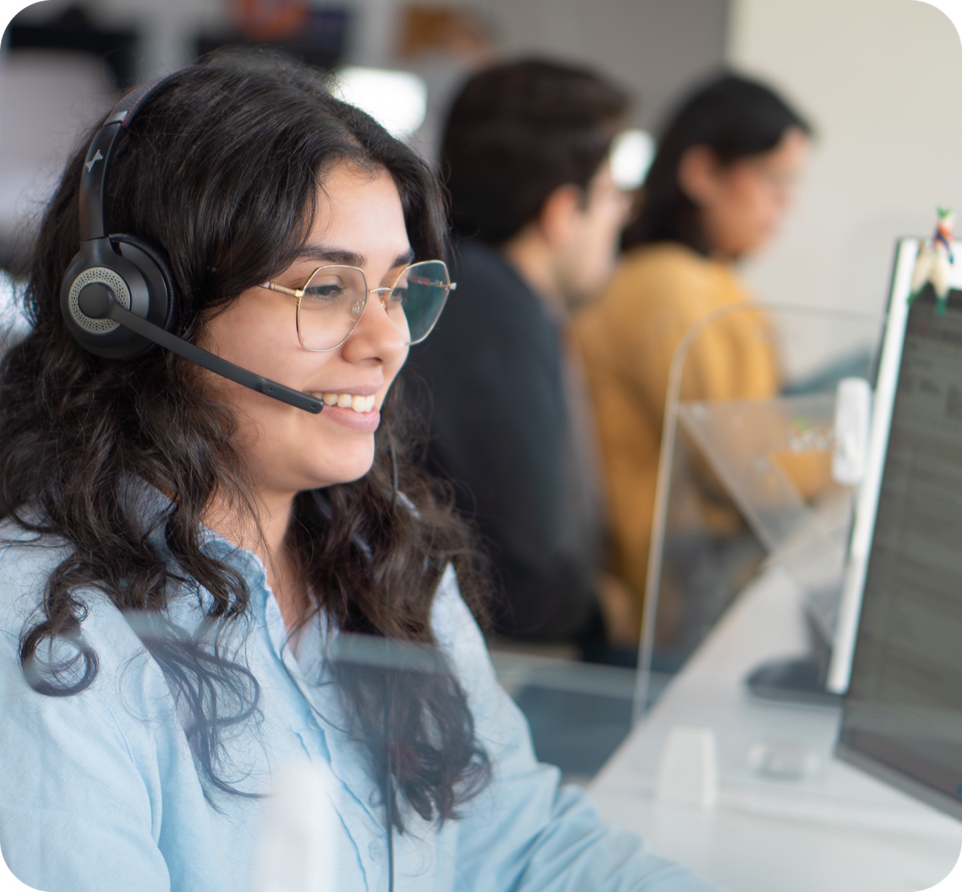 Work Ninjas lead management specialist on a headset call